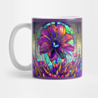 Stained Glass Purple Flower Mug